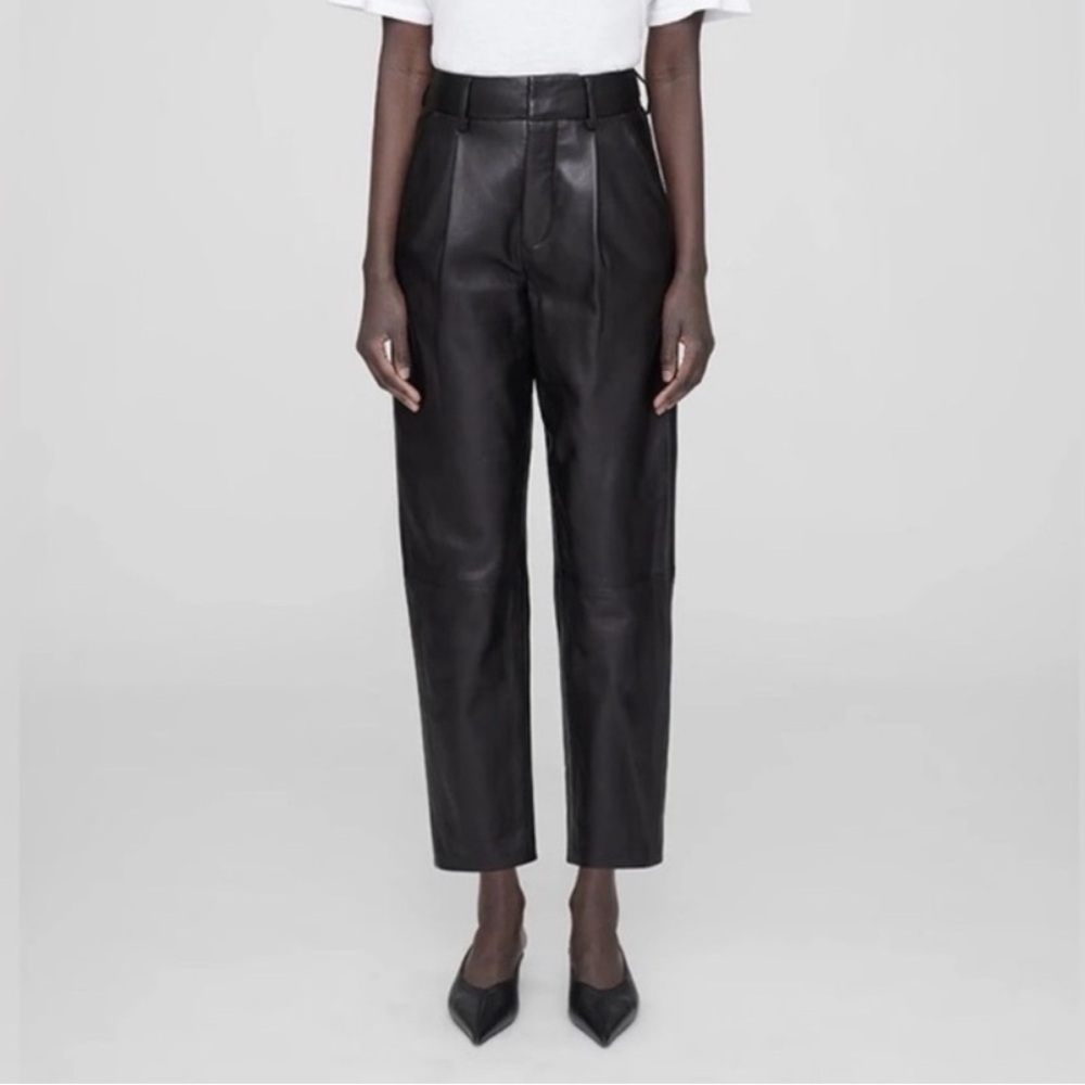 Anine Bing Black Leather Trousers